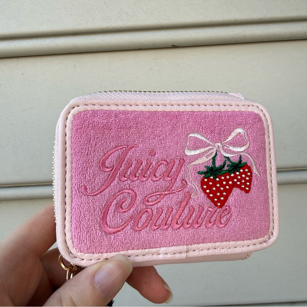 Juicy Couture terrycloth Pink Wallet with Strawberry Design coin pouch